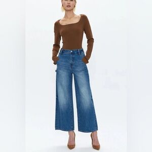 Pistola Size 26 Loretta Utility High Rise Wide Leg Jeans In Tonic